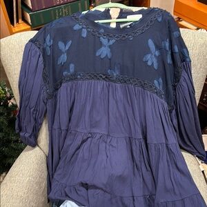 NWT Chic Soul Navy Woven Top